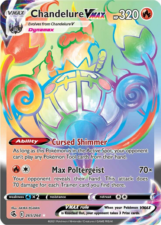 Chandelure VMAX (Rainbow Rare) – SWORD & SHIELD: FUSION STRIKE (265/264) – Pokémon Single Card