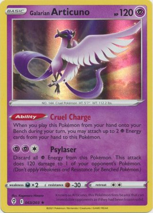 Galarian Articuno Holo 063 - Evolving Skies