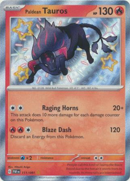 Paldean Tauros (111/091) - Shiny Holo - SV: Paldean Fates