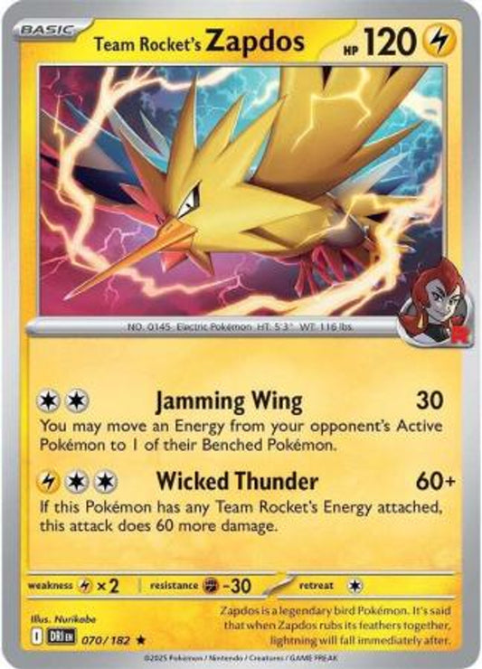 Team Rocket’s Zapdos (070/182) - Holo - SV: Destined Rivals