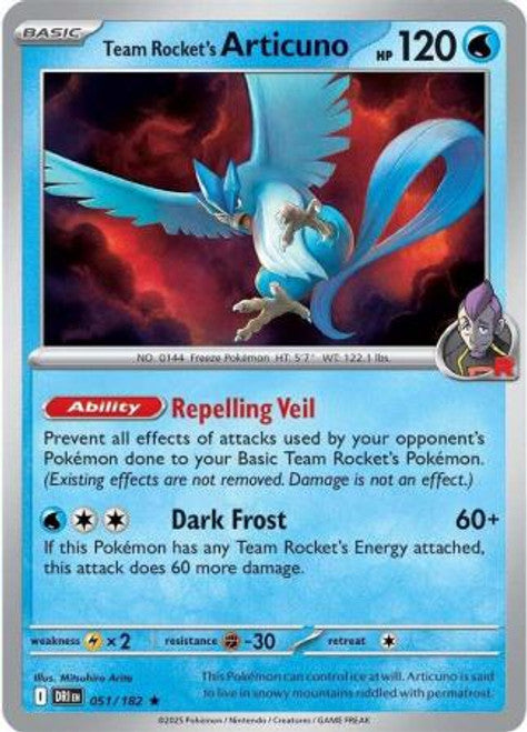 Team Rocket’s Articuno (051/182) - Holo - SV: Destined Rivals